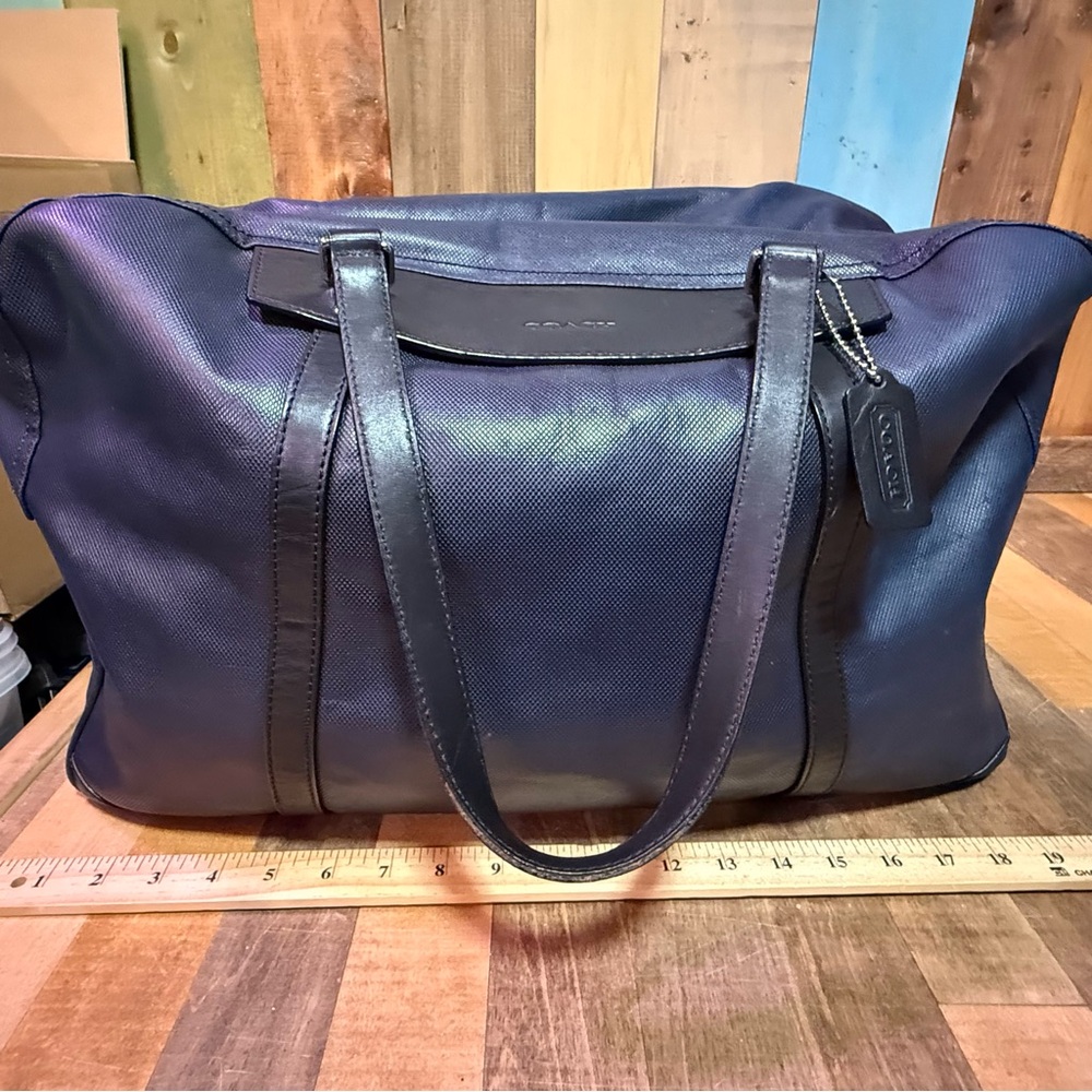 Coach Gotham Textured Leather Duffle Bag – Navy Blue (Style No. F54786) - Picture 8 of 14